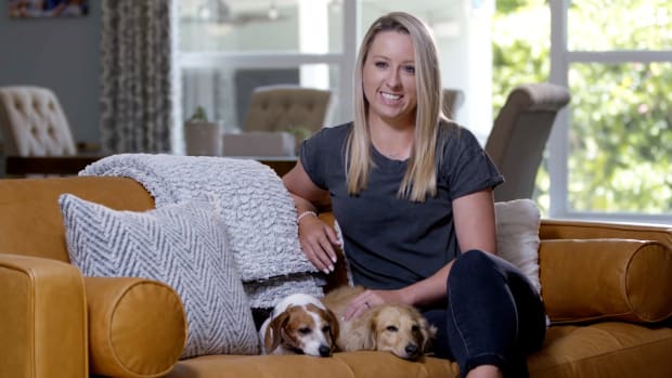 Jodi Ewart Shadoff with her two dogs